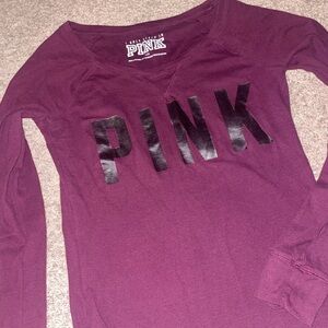 PINK Victoria's Secret Women's Purple Long Sleeve Top